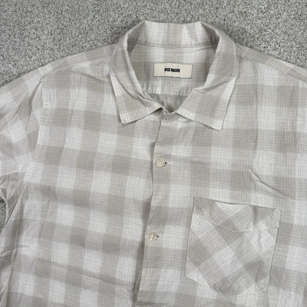 Buck Mason Shirt Mens Beige Linen Blend Camp Loop Short Sleeve Medium